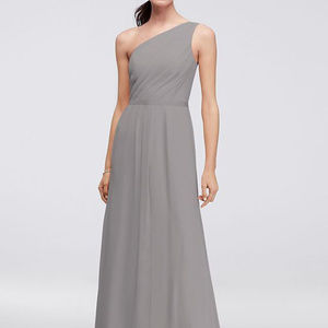 David's Bridal Grey Bridesmaid Dress 8 UNALTERED